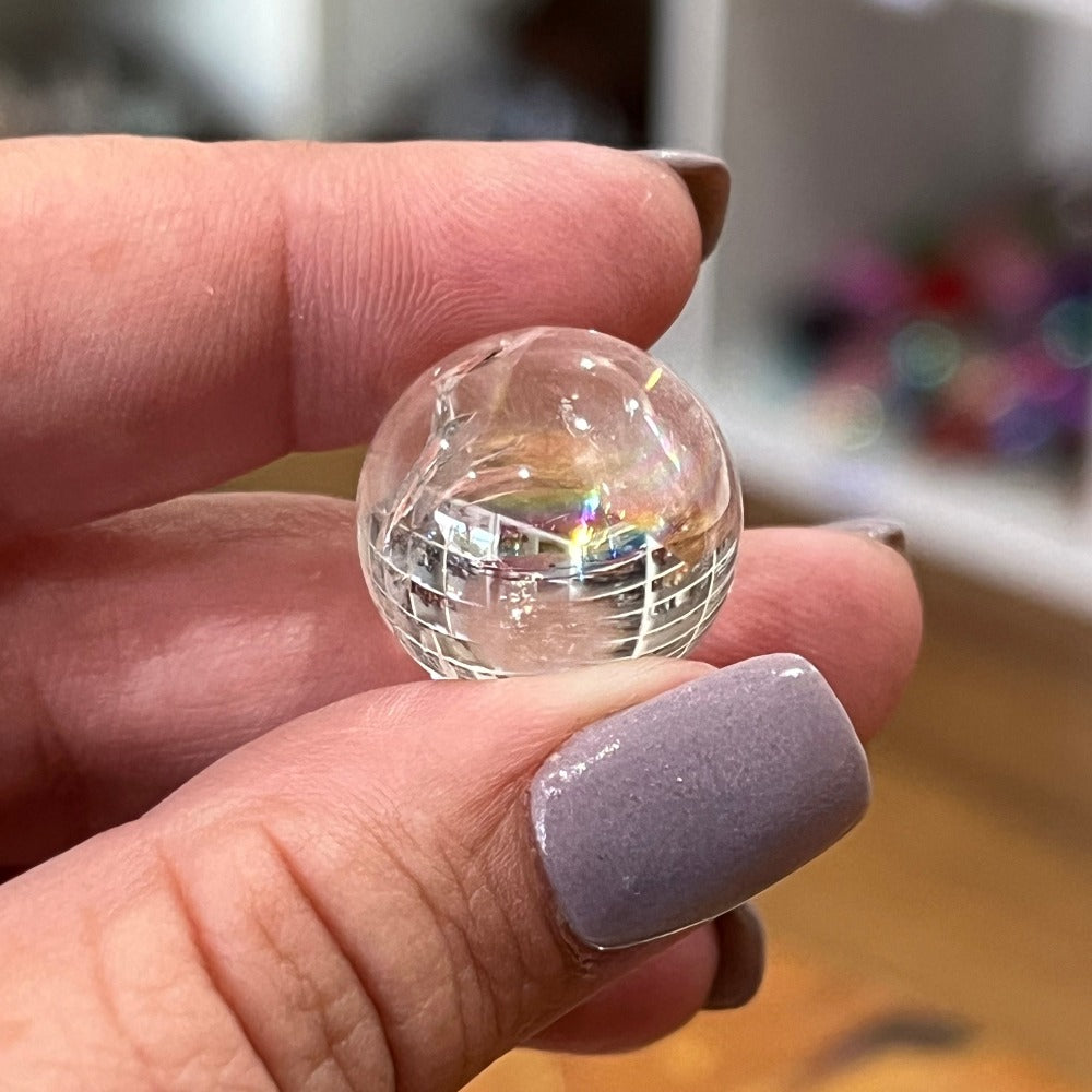 Clear Quartz Mini Sphere with Rainbow