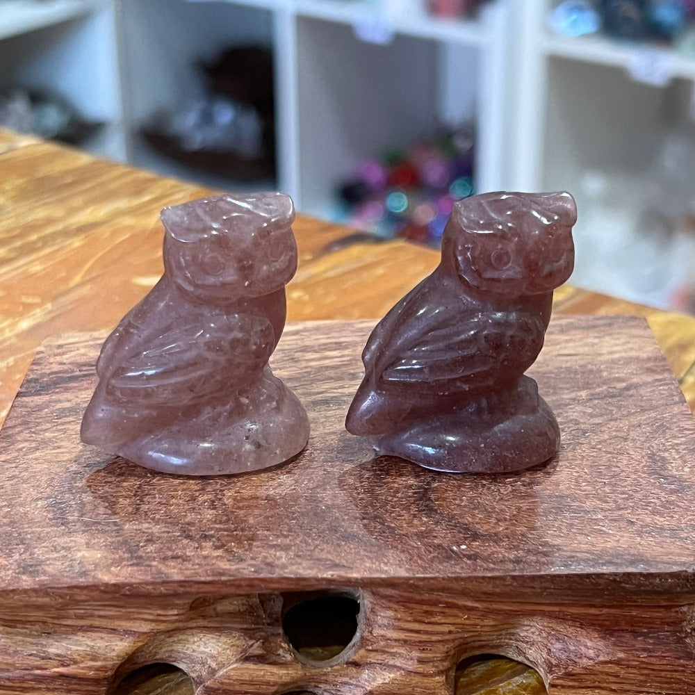 Strawberry Quartz Owl