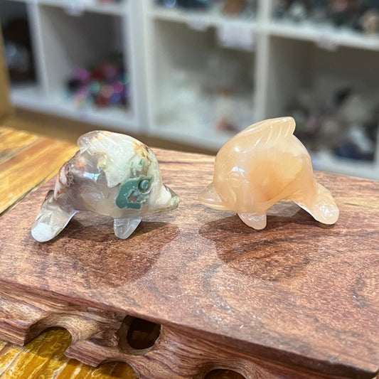 Flower Agate Dolphin - Small