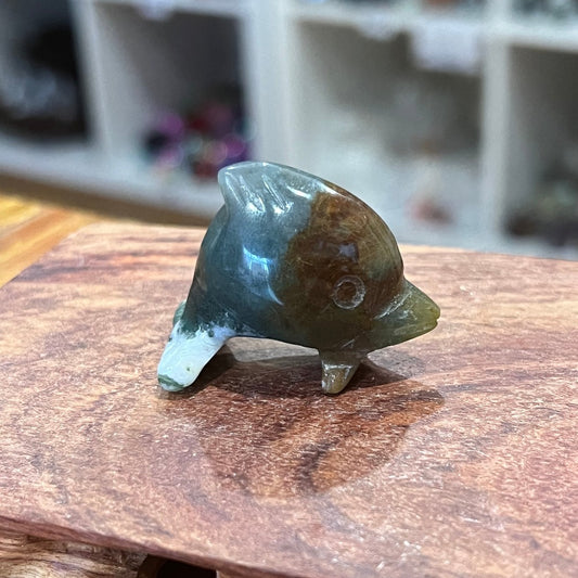 Moss Agate Dolphin - Small