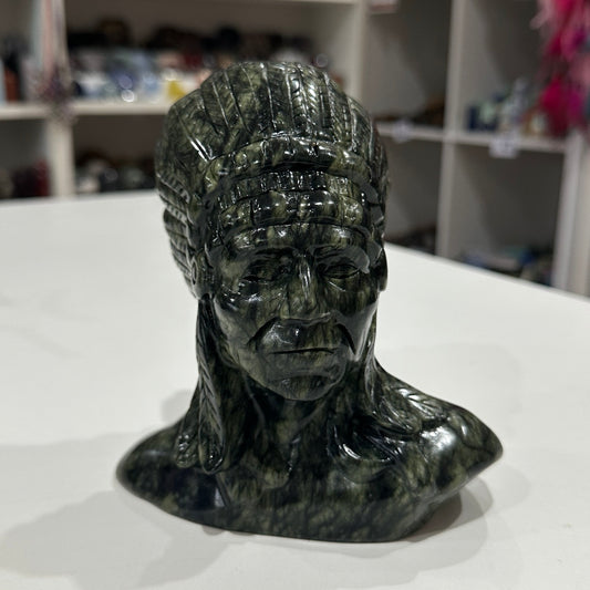 Jade Native Indian Head Carving | 1.411kg