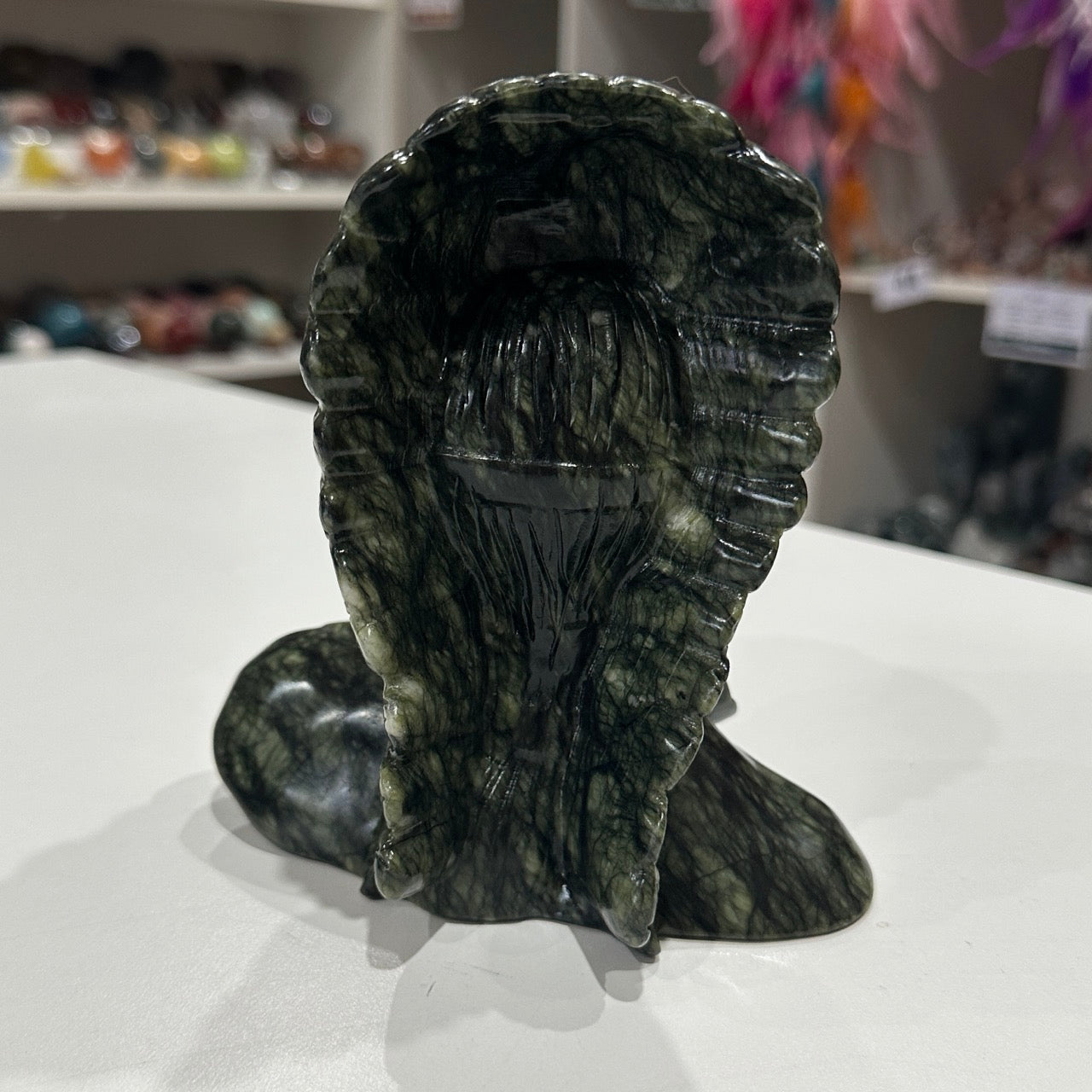 Jade Native Indian Head Carving | 1.411kg