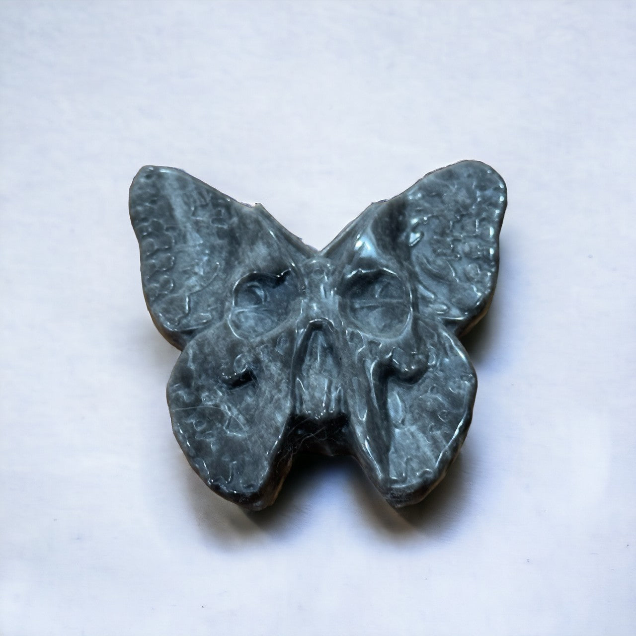 Silver Obsidian Butterfly with Skull