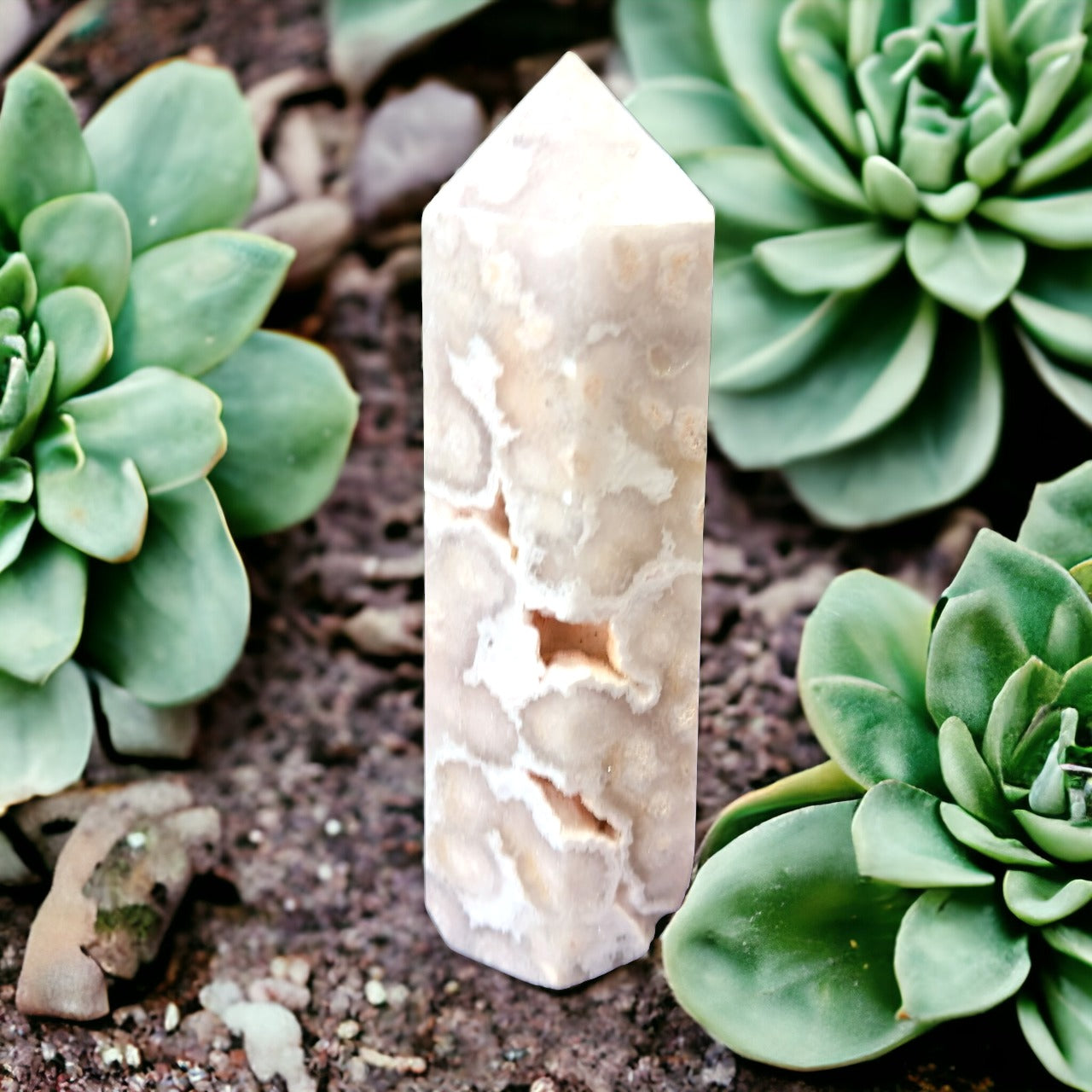 Pink Flower Agate Tower | 723g