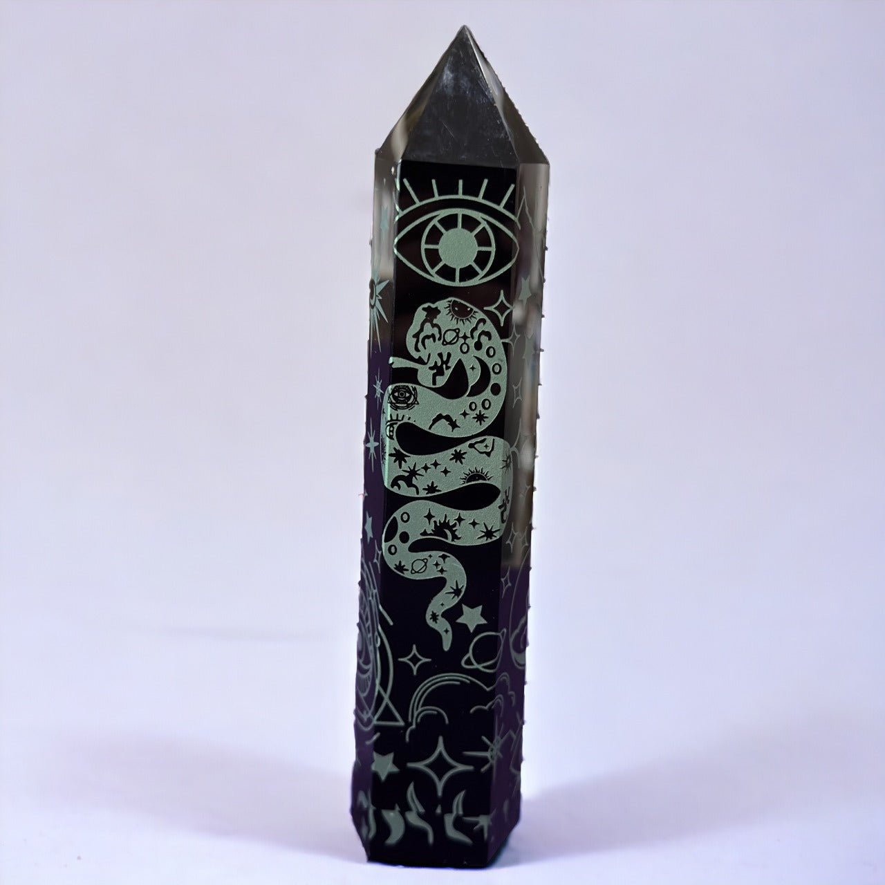 Black Obsidian Tower with Print | 372g