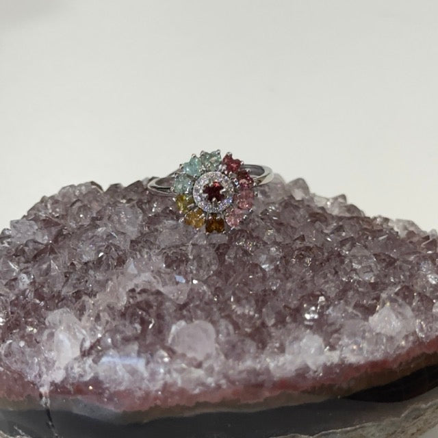 Mixed Tourmaline Spinner Ring