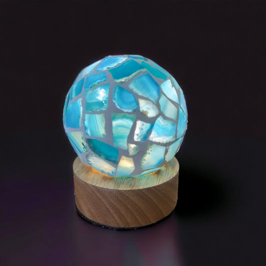 Agate Mosaic Lamp | Blue Dyed