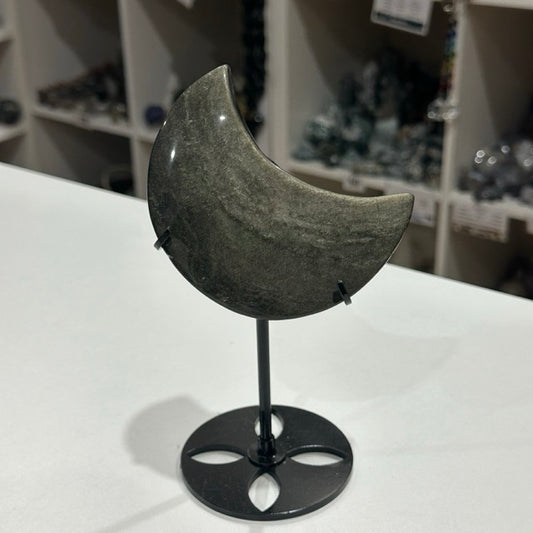Gold Obsidian Moon on Stand