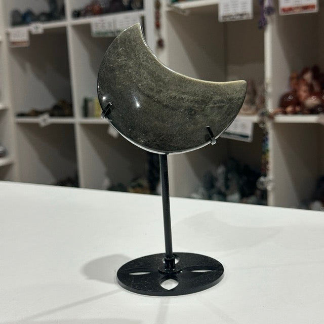 Gold Obsidian Moon on Stand