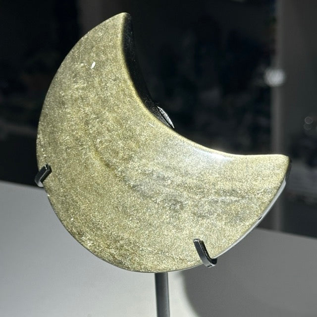 Gold Obsidian Moon on Stand