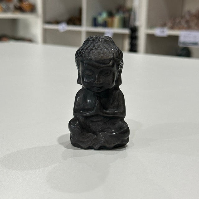Silver Obsidian Buddha
