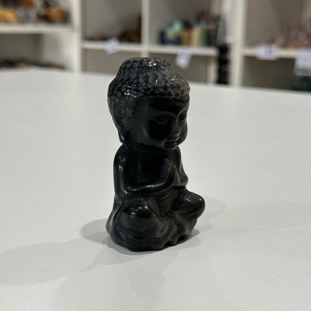Silver Obsidian Buddha