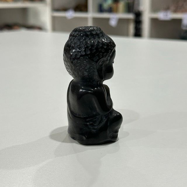 Silver Obsidian Buddha