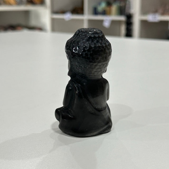 Silver Obsidian Buddha