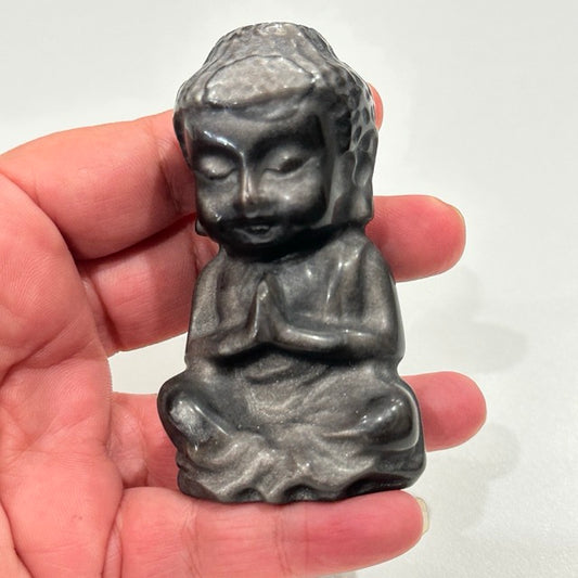 Silver Obsidian Buddha