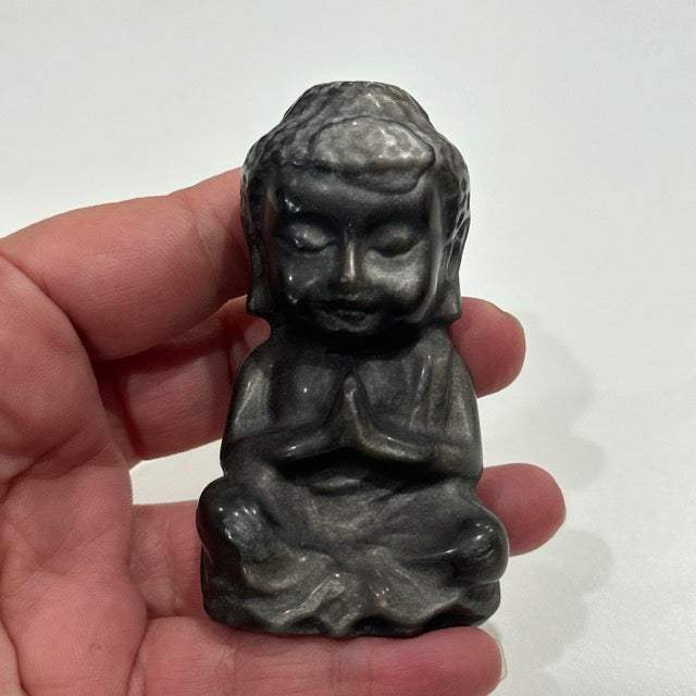 Silver Obsidian Buddha