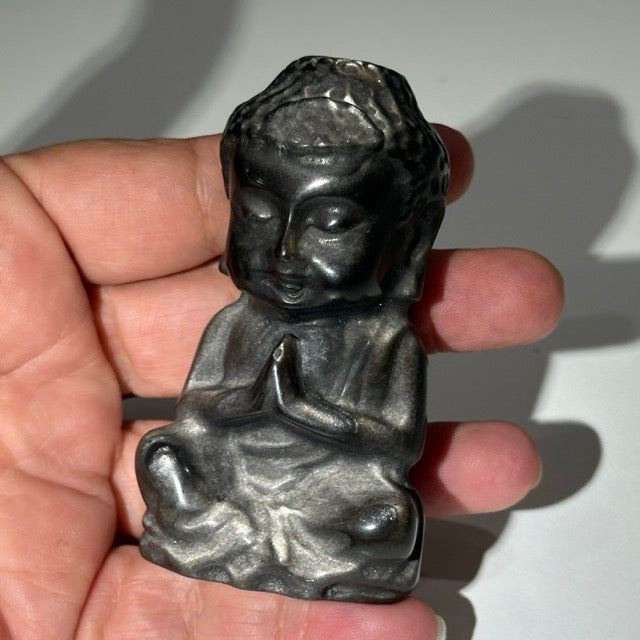 Silver Obsidian Buddha