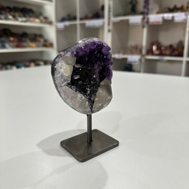 Amethyst with Calcite on Stand | A Grade