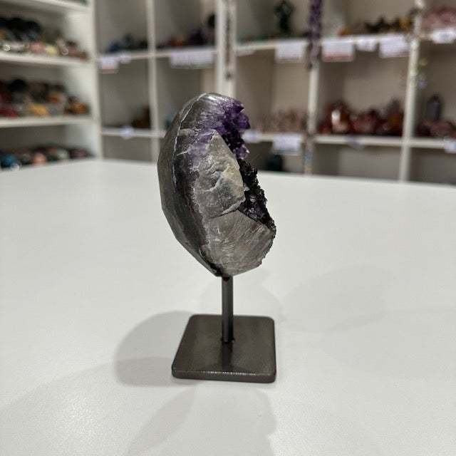 Amethyst with Calcite on Stand | A Grade