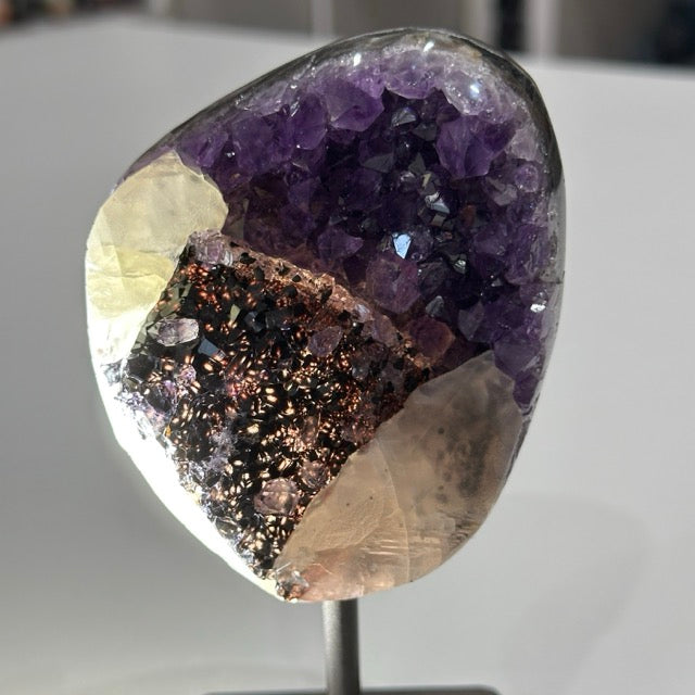 Amethyst with Calcite on Stand | A Grade