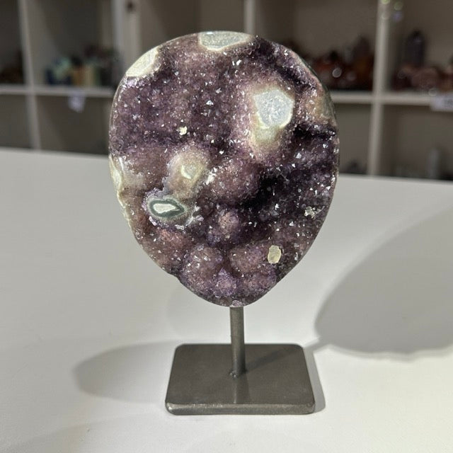 Rainbow Amethyst with Stalactite Eyes on Stand