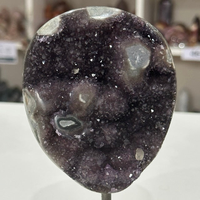 Rainbow Amethyst with Stalactite Eyes on Stand