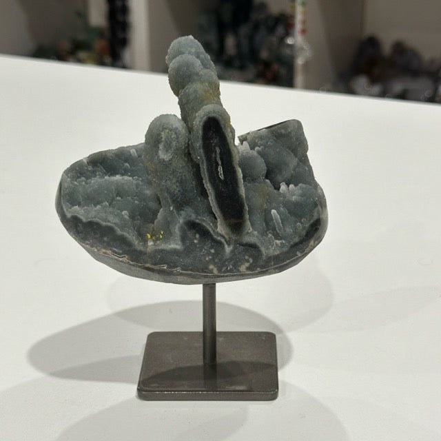 Rainbow Amethyst with Stalactite Eyes on Stand | Collectors Piece