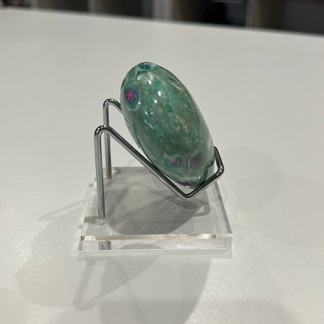 High Grade Ruby Fuchsite Heart with Display Stand | 202g