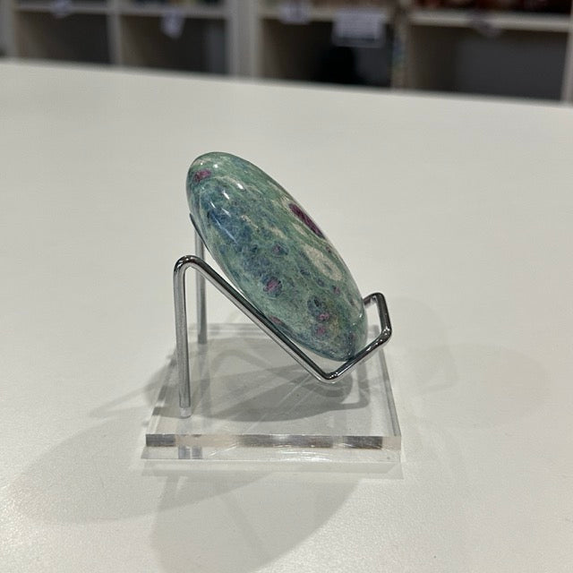High Grade Ruby Fuchsite Palm Stone with Display Stand | 144g