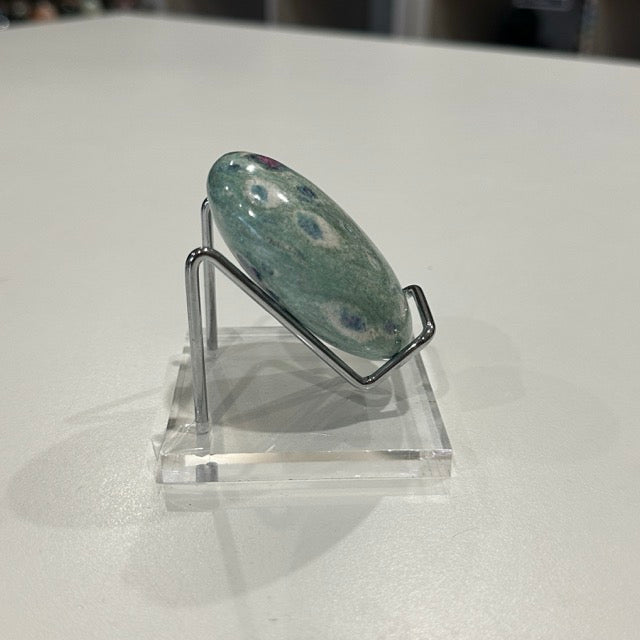 High Grade Ruby Fuchsite Palm Stone with Display Stand | 123g