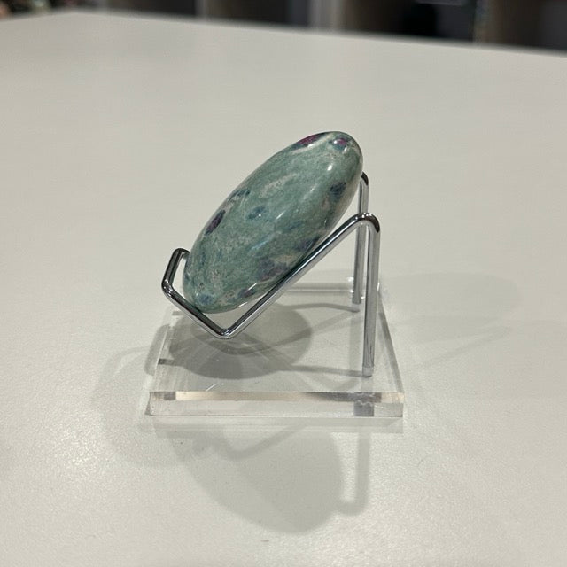 High Grade Ruby Fuchsite Palm Stone with Display Stand | 123g