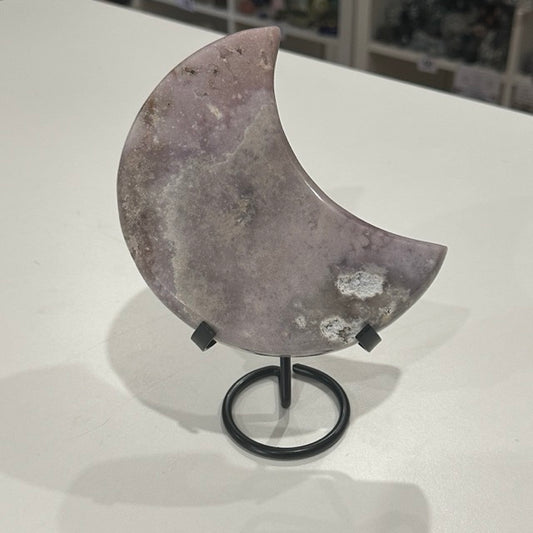Pink Amethyst Moon on Stand | 714g