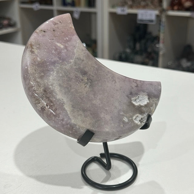 Pink Amethyst Moon on Stand | 714g