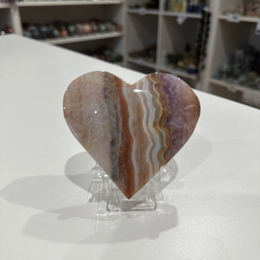 Amethyst & Mexican Agate Heart | Crazy Amethyst