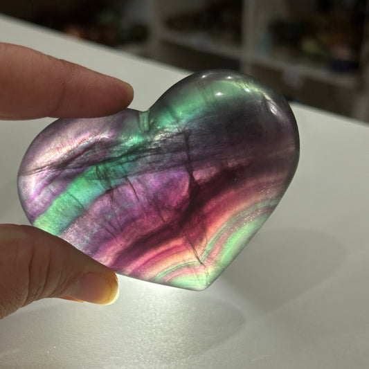 Rainbow Fluorite Heart