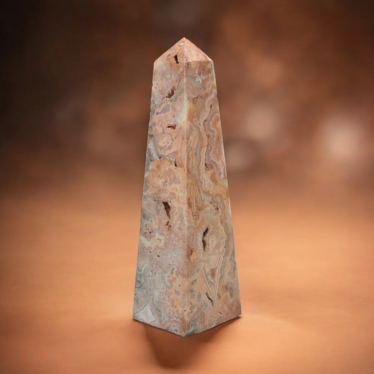 Pink Crazy Lace Agate Tower