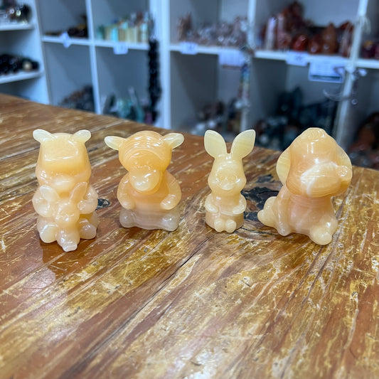 Orange Calcite Winnie the Pooh Set