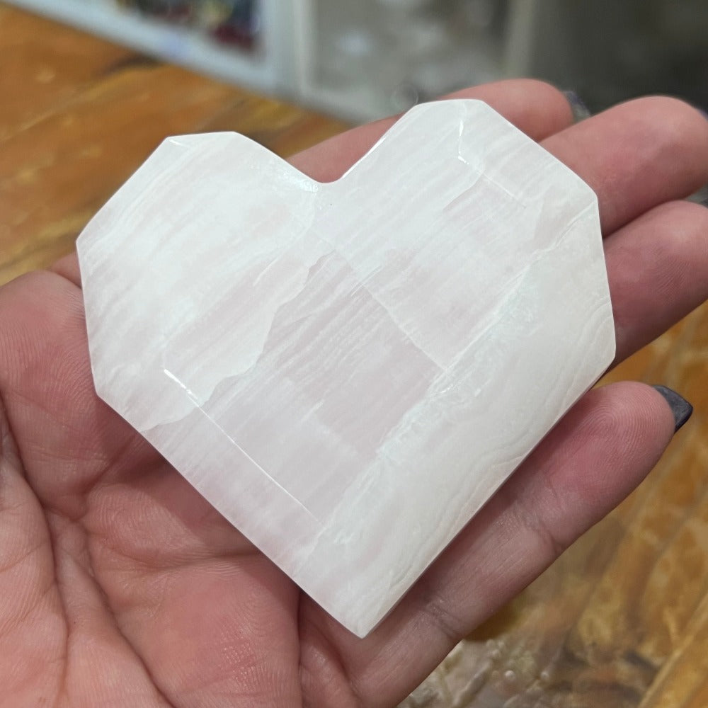 Faceted Pink Mangano Calcite Heart