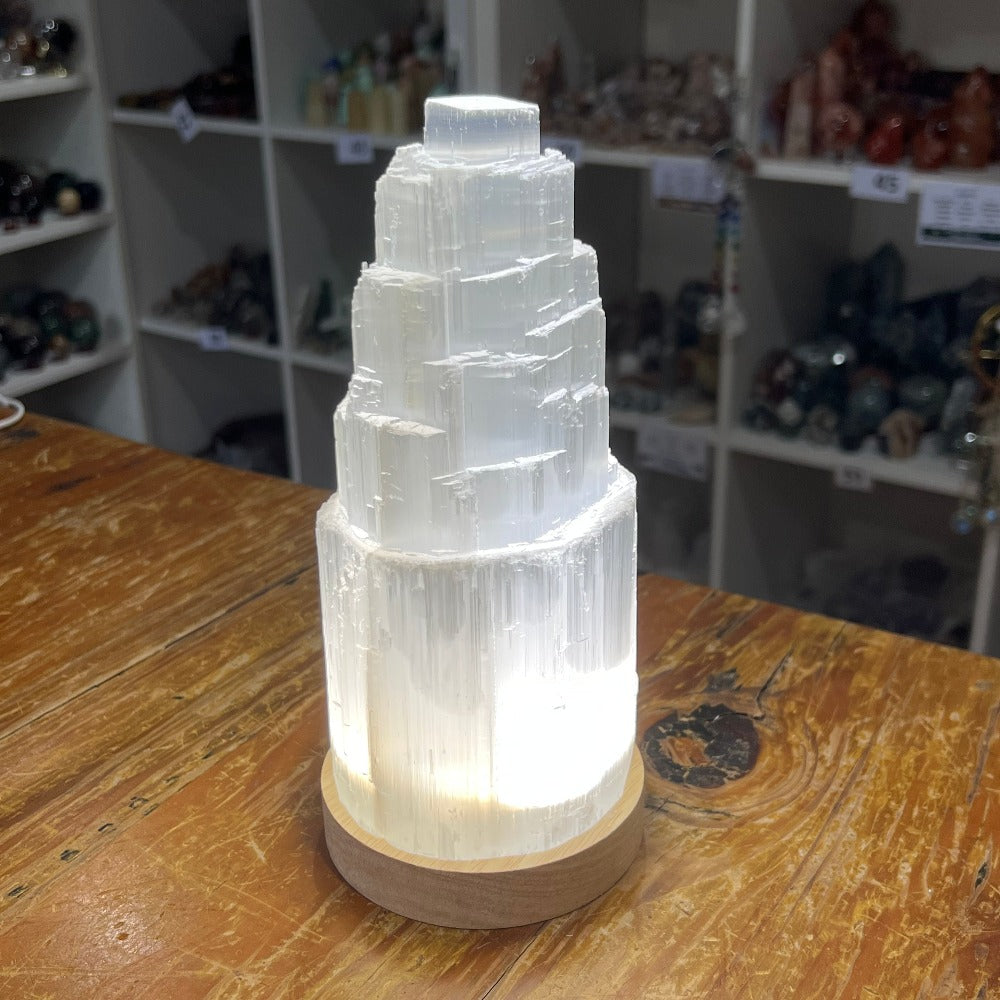 Selenite Iceberg Tower/Lamp - 20cm