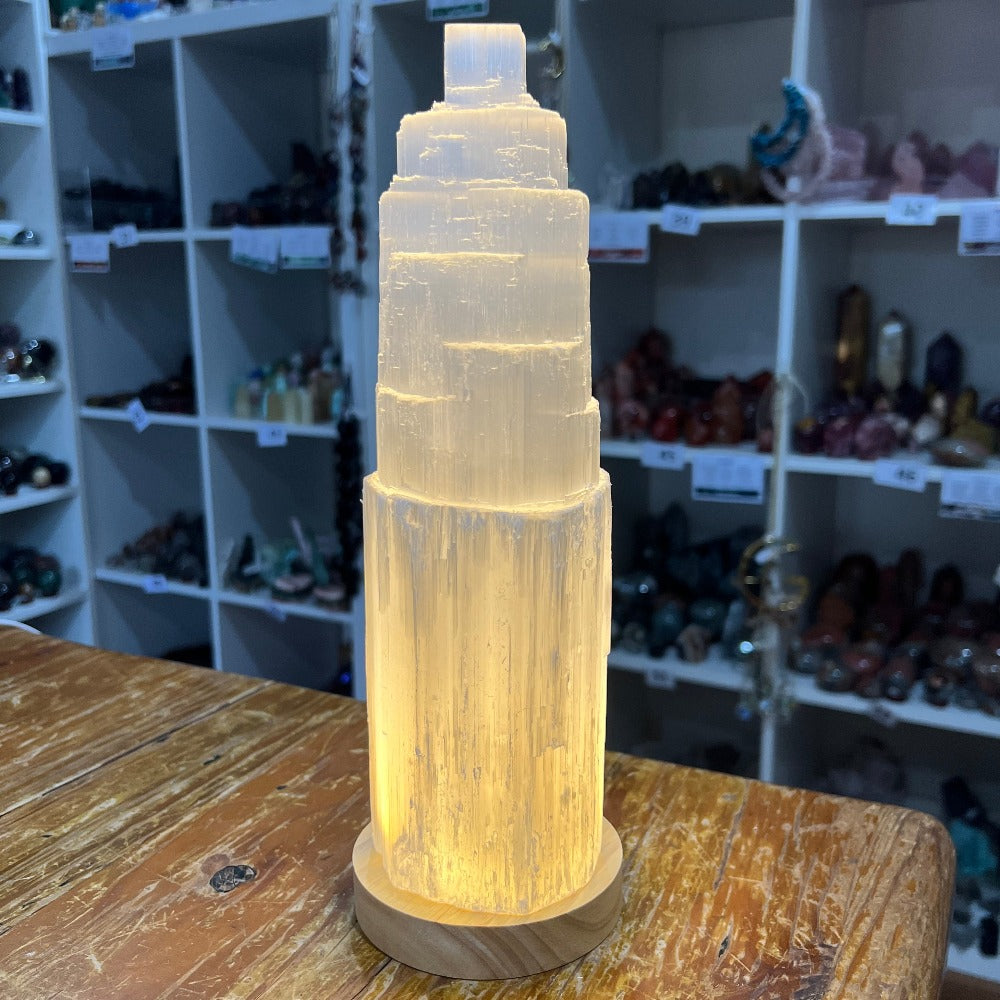 Selenite Iceberg Tower/Lamp - 25cm