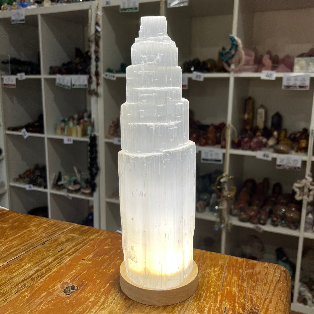 Selenite Iceberg Tower/Lamp - 30cm