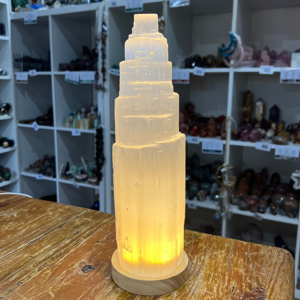 Selenite Iceberg Tower/Lamp - 30cm