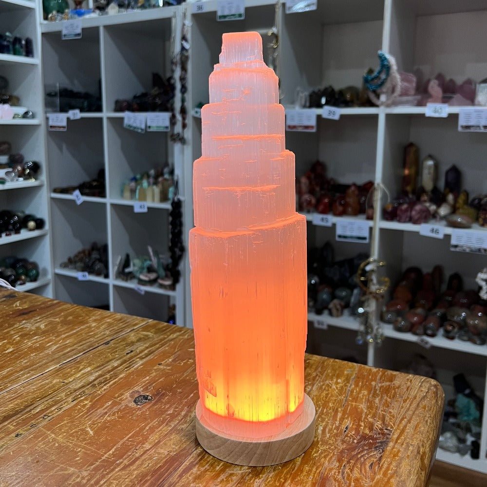 Selenite Iceberg Tower/Lamp - 30cm