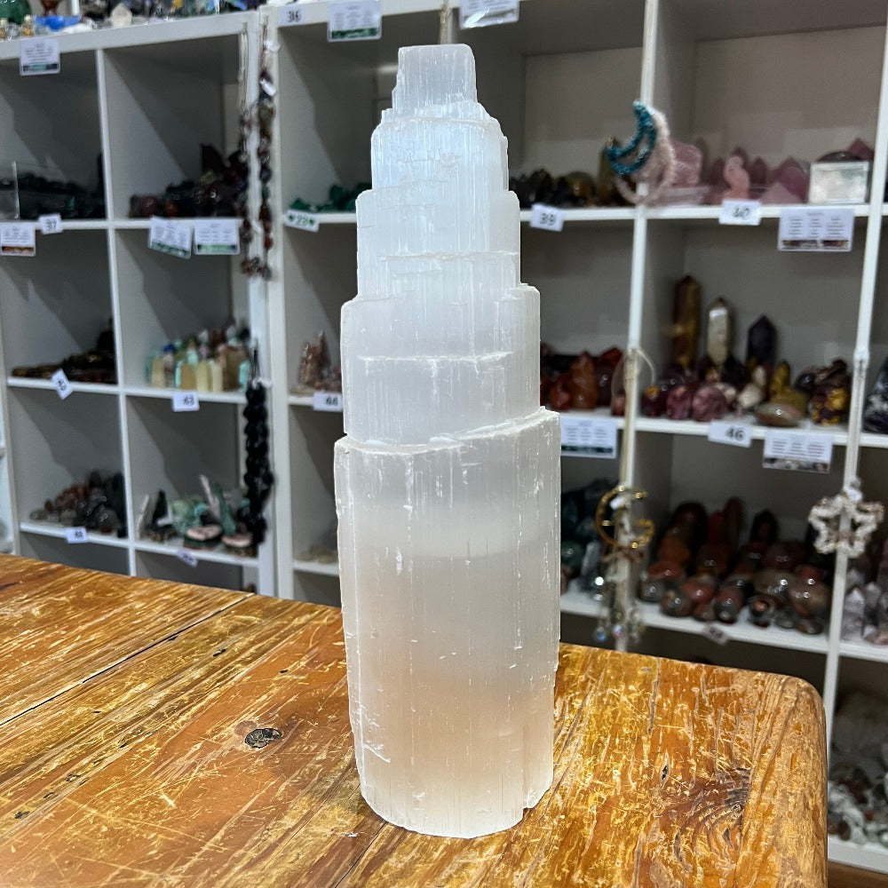 Selenite Iceberg Tower/Lamp - 30cm