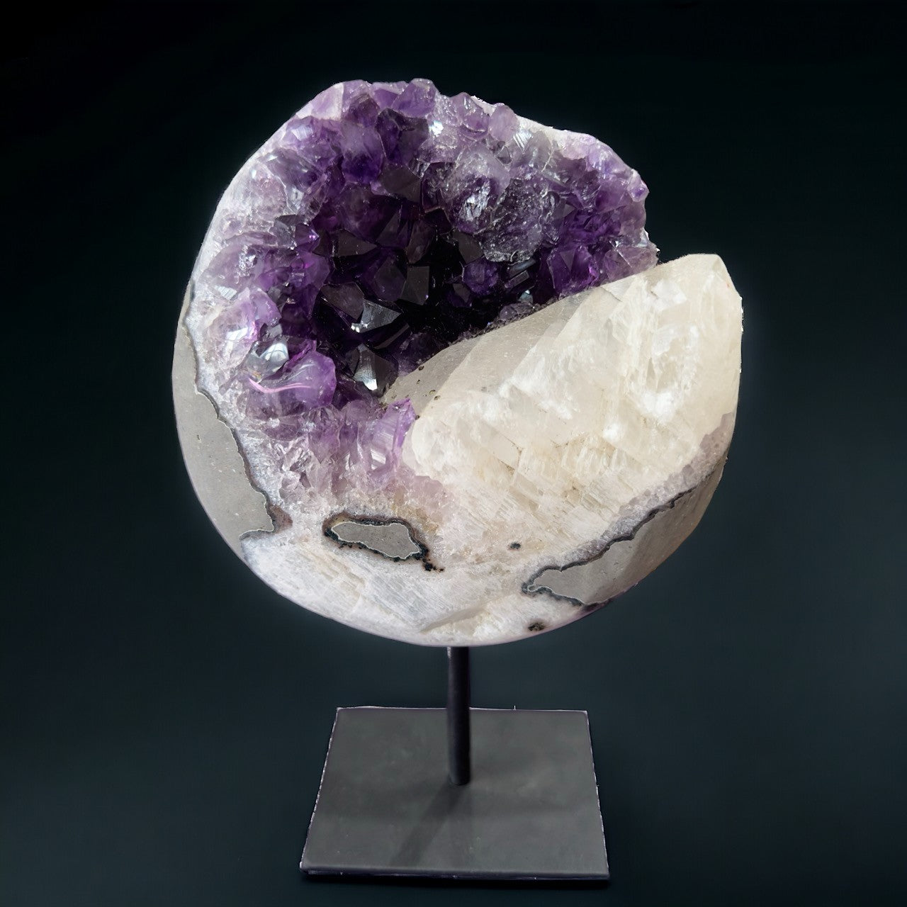 Amethyst with Calcite Geode on Stand | 1.7kg