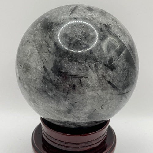 Black Tourmaline in Quartz Sphere with Stand - Extra Large