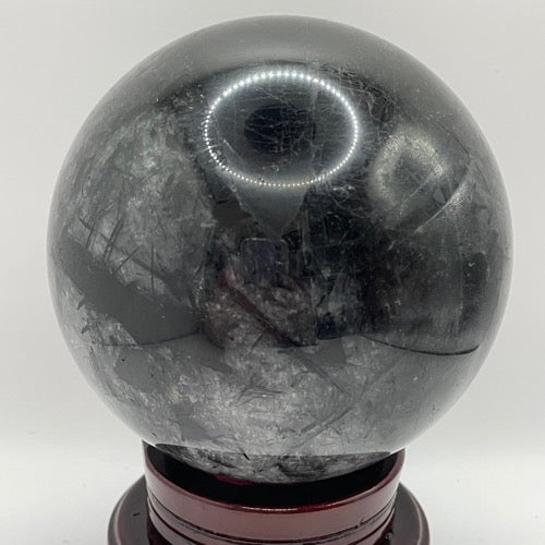 Black Tourmaline in Quartz Sphere with Stand - Extra Large