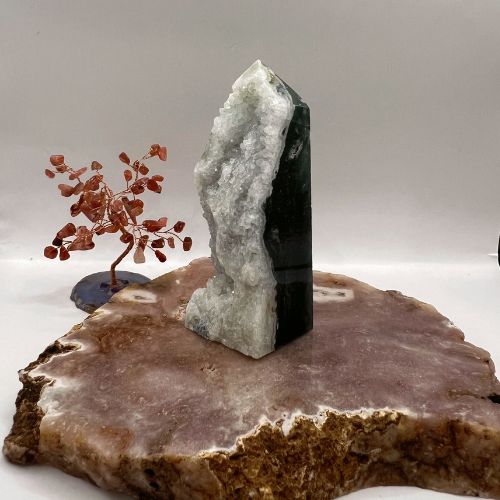 Moss Agate Tower - Natural Druzy