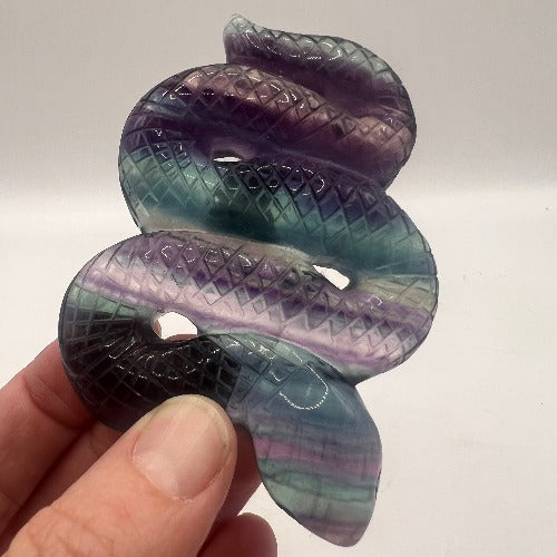 Fluorite Snake Carving - Rainbow