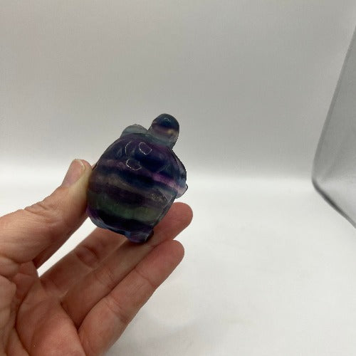 Fluorite Tortoise Carving - Purple Green and Blue